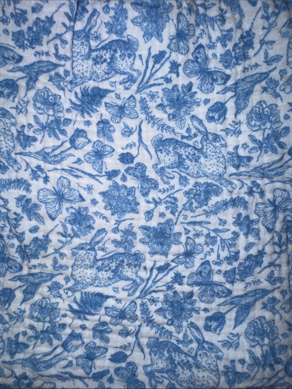 Blue Floral Smocked Waist Girls Dress with rabbit, butterfly and floral pattern - Picture 3 of 5